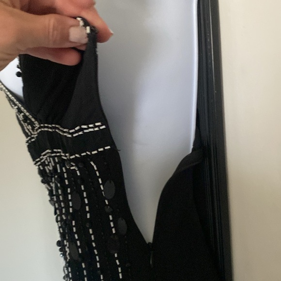 VINTAGE 90s/Y2K BLACK 100%SILK BEADED TANK ADJUSTABLE STRAPS&SIDE ZIPPER RETRO - Picture 6 of 10